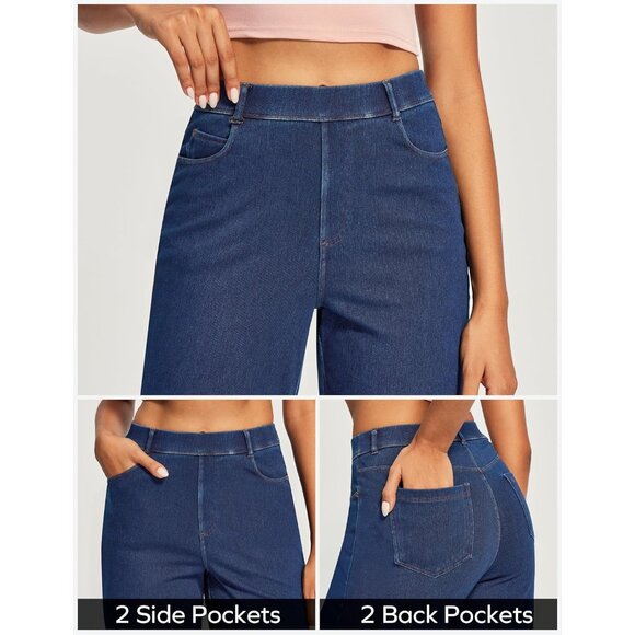 Wide Leg Jeans Women High Waisted Stretchy Baggy Straight Denim Pants - Picture 3 of 5